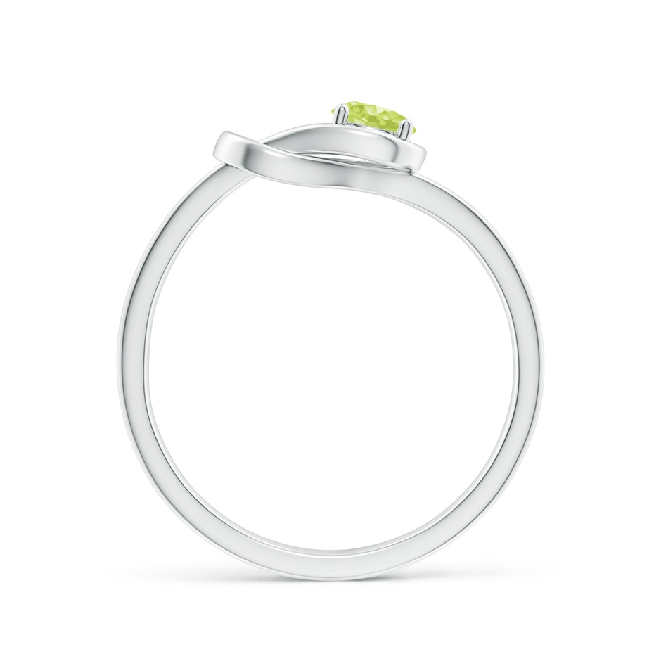 4mm A Solitaire Peridot Infinity Knot Ring in P950 Platinum side 199