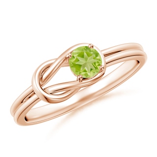 4mm AA Solitaire Peridot Infinity Knot Ring in 9K Rose Gold