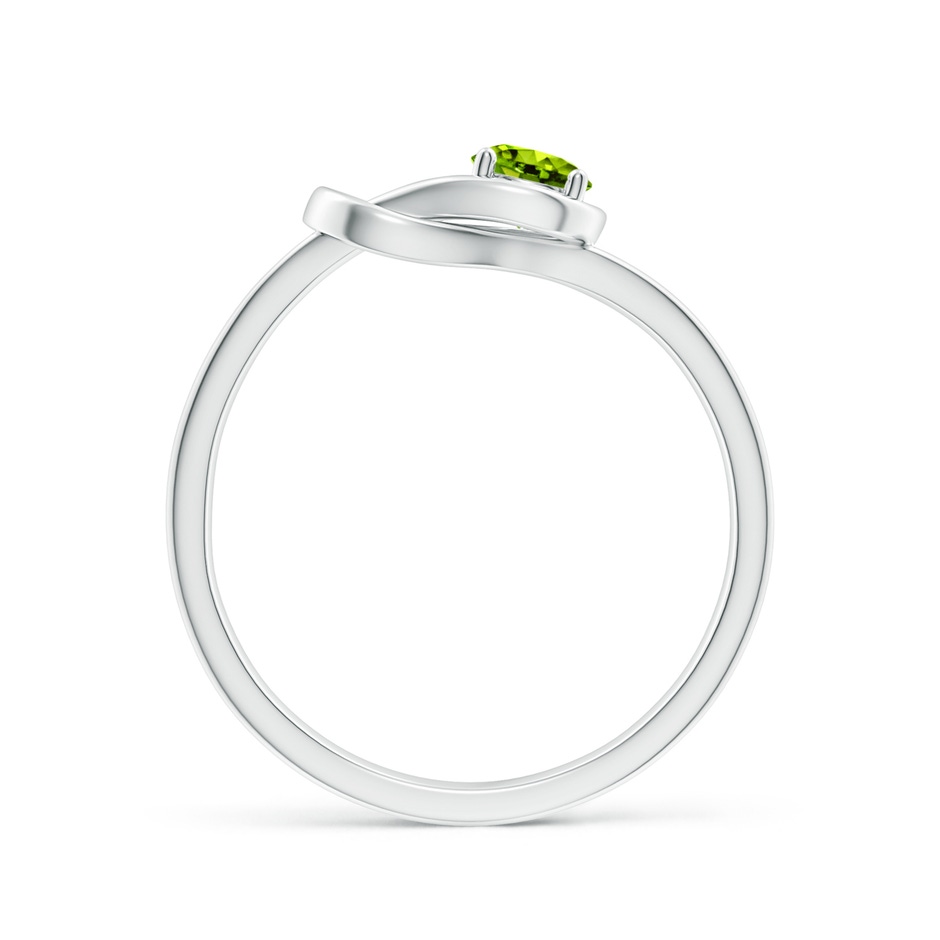 4mm AAAA Solitaire Peridot Infinity Knot Ring in 18K White Gold side 199