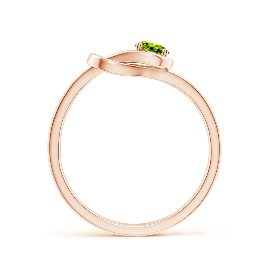 4mm AAAA Solitaire Peridot Infinity Knot Ring in 9K Rose Gold side 199