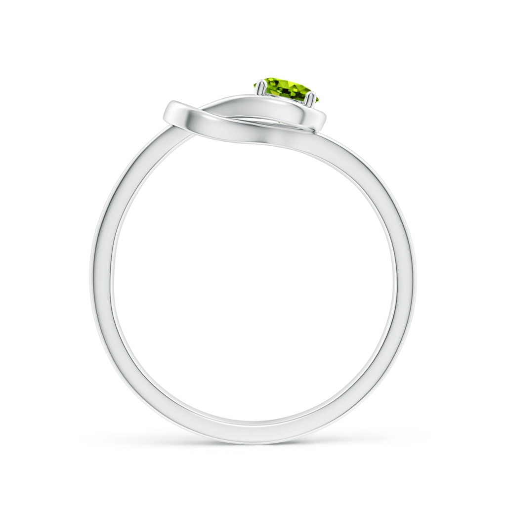4mm AAAA Solitaire Peridot Infinity Knot Ring in White Gold Side-1