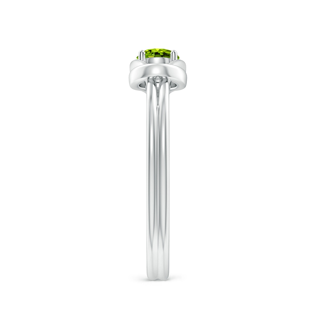 4mm AAAA Solitaire Peridot Infinity Knot Ring in White Gold Side-2