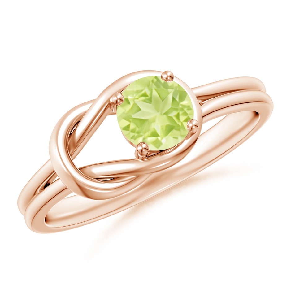 5mm A Solitaire Peridot Infinity Knot Ring in Rose Gold 
