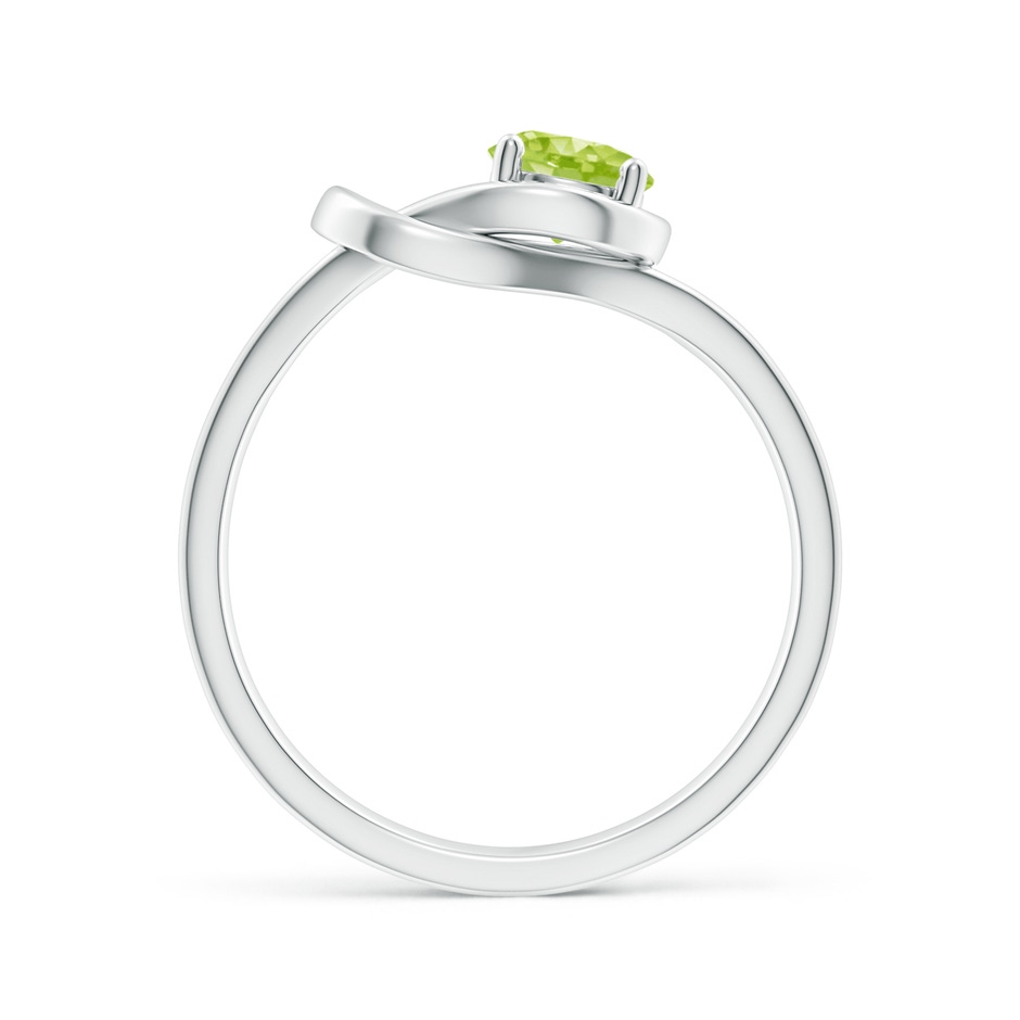 5mm AA Solitaire Peridot Infinity Knot Ring in White Gold side 199