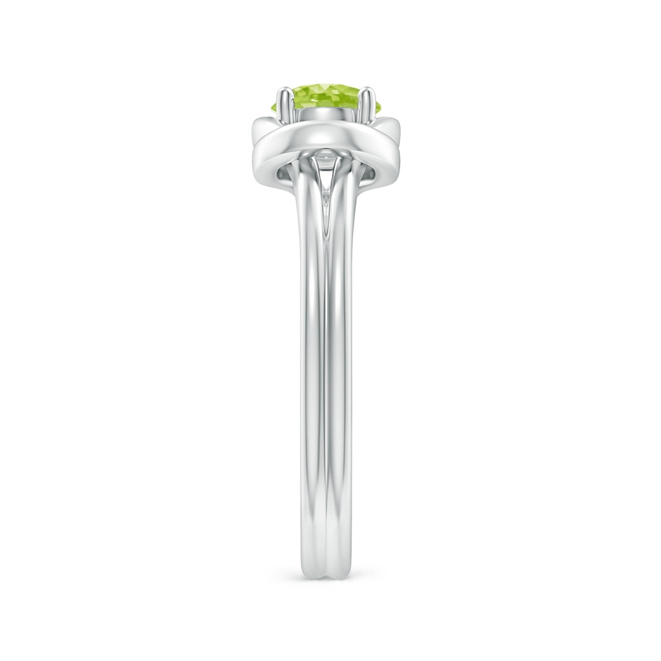 5mm AA Solitaire Peridot Infinity Knot Ring in White Gold side 299