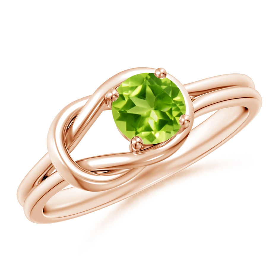 5mm AAA Solitaire Peridot Infinity Knot Ring in Rose Gold 