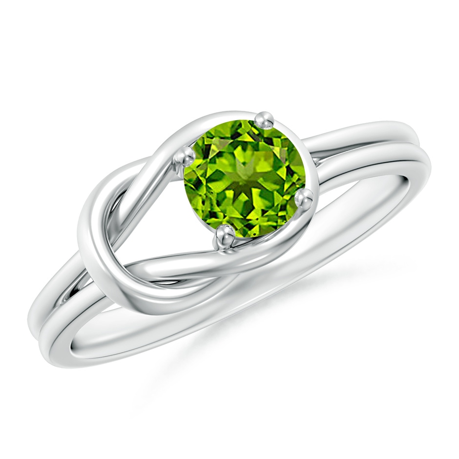 5mm AAAA Solitaire Peridot Infinity Knot Ring in P950 Platinum 