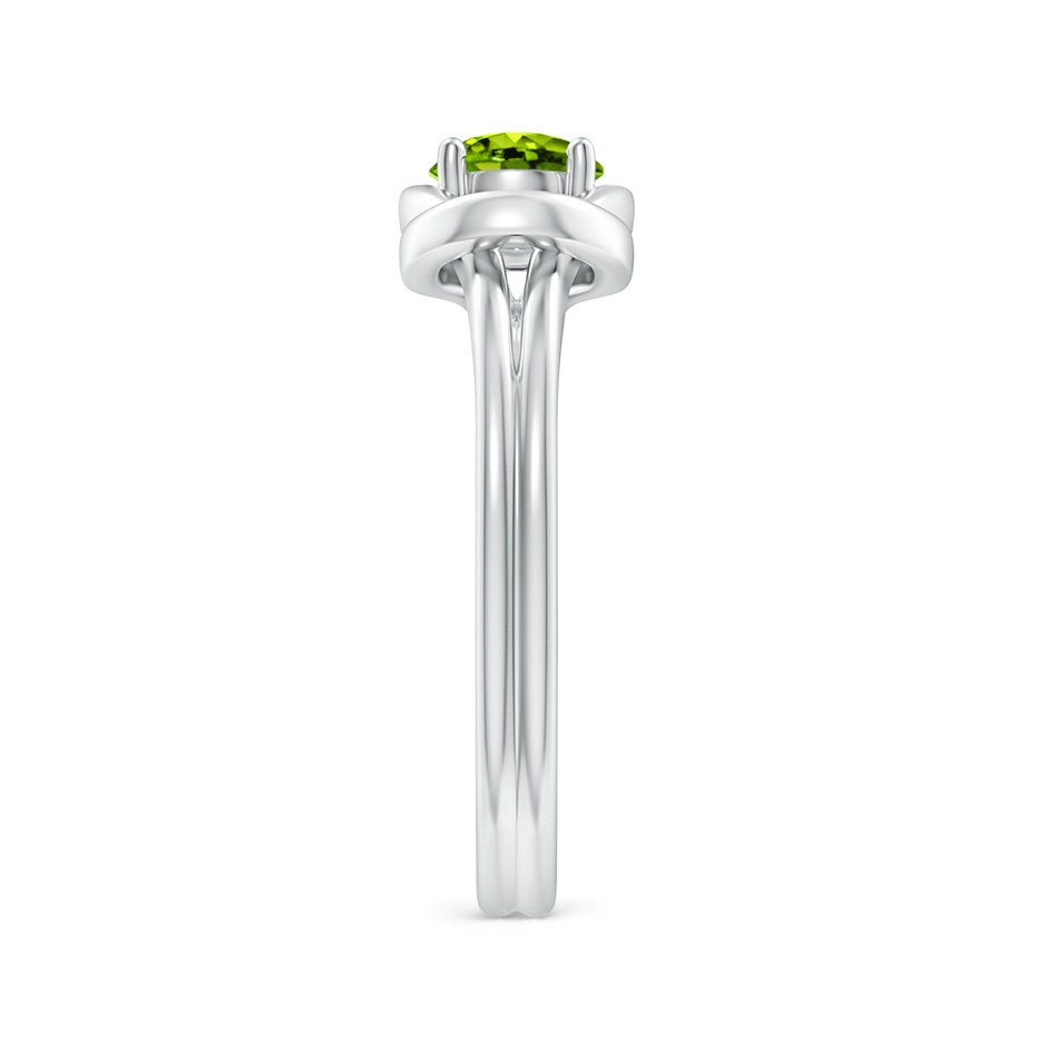 5mm AAAA Solitaire Peridot Infinity Knot Ring in White Gold side 299