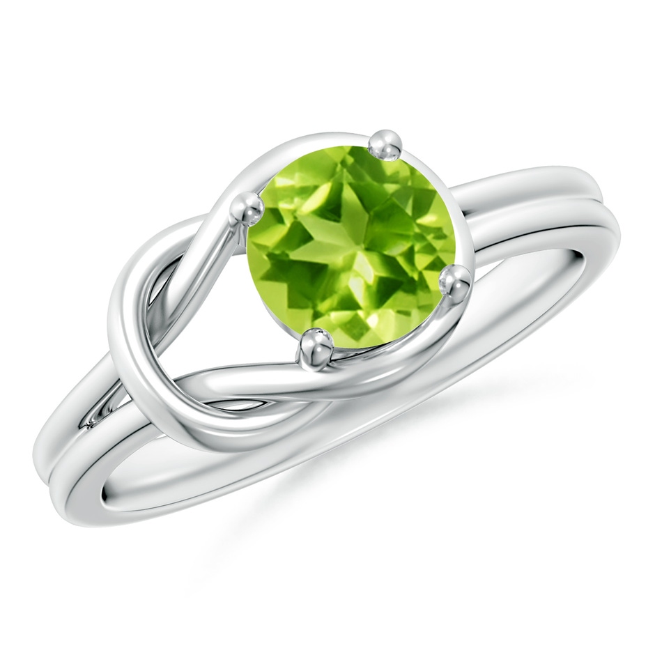 6mm AAA Solitaire Peridot Infinity Knot Ring in White Gold 
