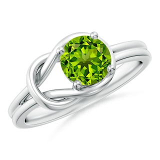 6mm AAAA Solitaire Peridot Infinity Knot Ring in P950 Platinum