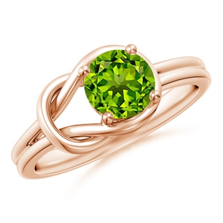 6mm AAAA Solitaire Peridot Infinity Knot Ring in Rose Gold