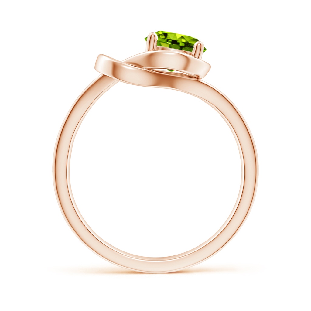 6mm AAAA Solitaire Peridot Infinity Knot Ring in Rose Gold Side-1
