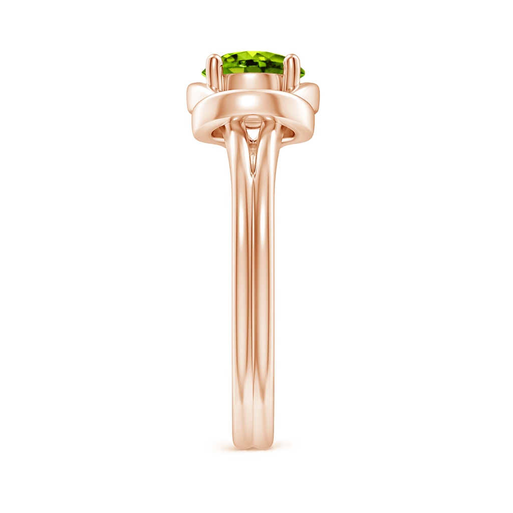 6mm AAAA Solitaire Peridot Infinity Knot Ring in Rose Gold Side-2