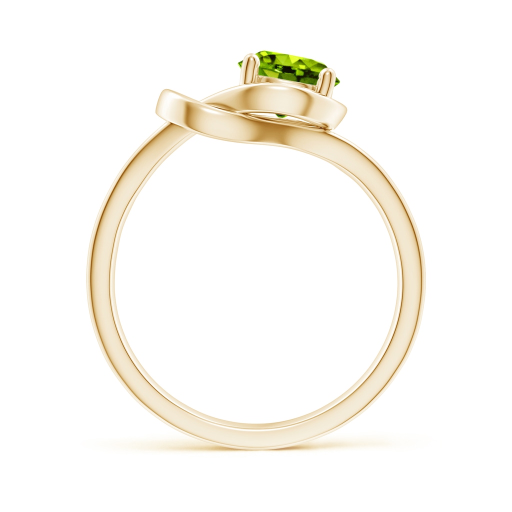 6mm AAAA Solitaire Peridot Infinity Knot Ring in Yellow Gold Side-1