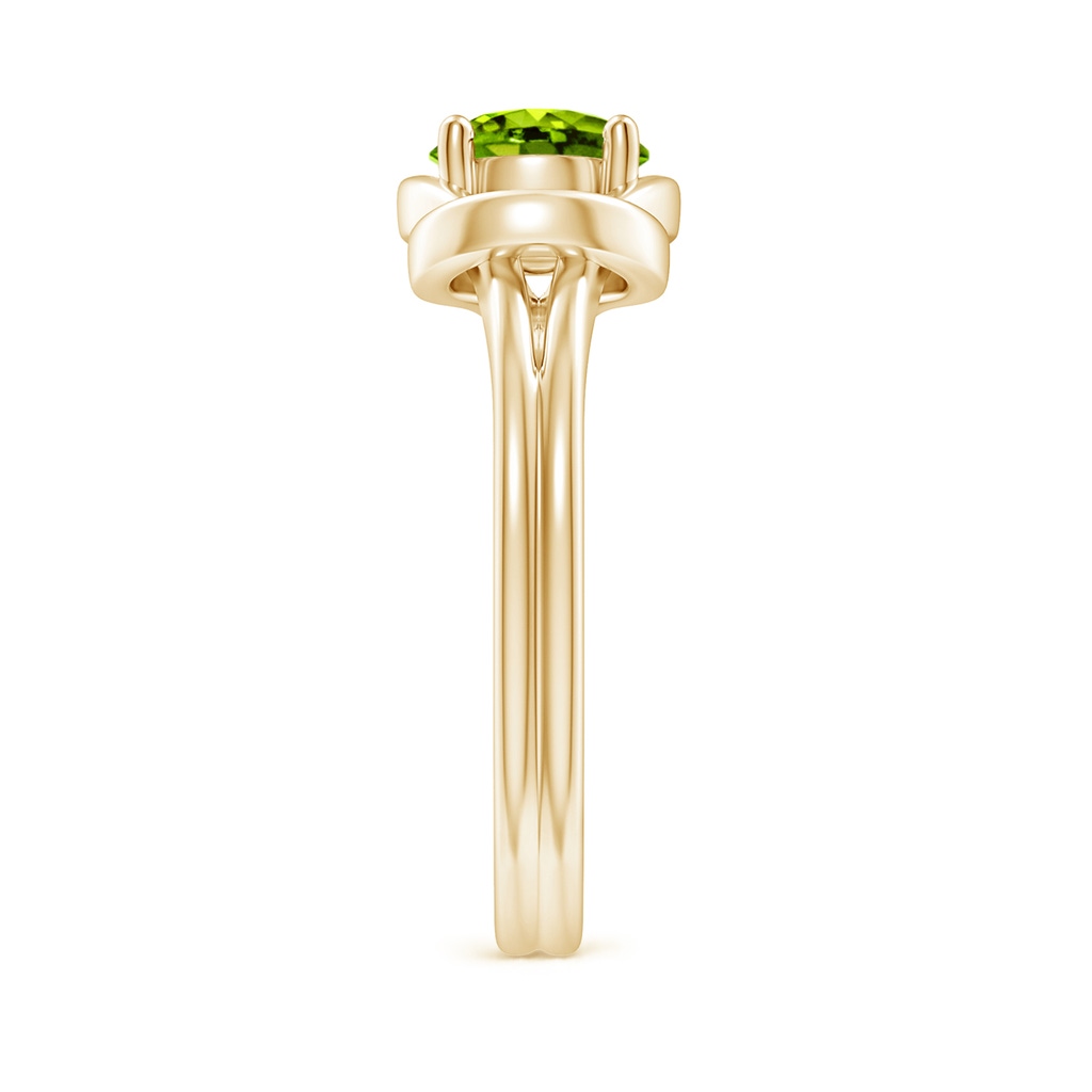 6mm AAAA Solitaire Peridot Infinity Knot Ring in Yellow Gold Side-2