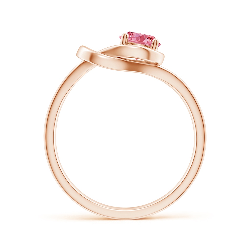 5.1mm AAAA Solitaire Fancy Intense Pink Diamond Infinity Knot Ring in Rose Gold - side 199