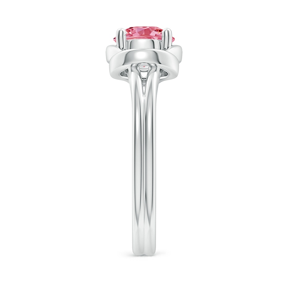 6.4mm AAAA Solitaire Fancy Intense Pink Diamond Infinity Knot Ring in 18K White Gold side 299
