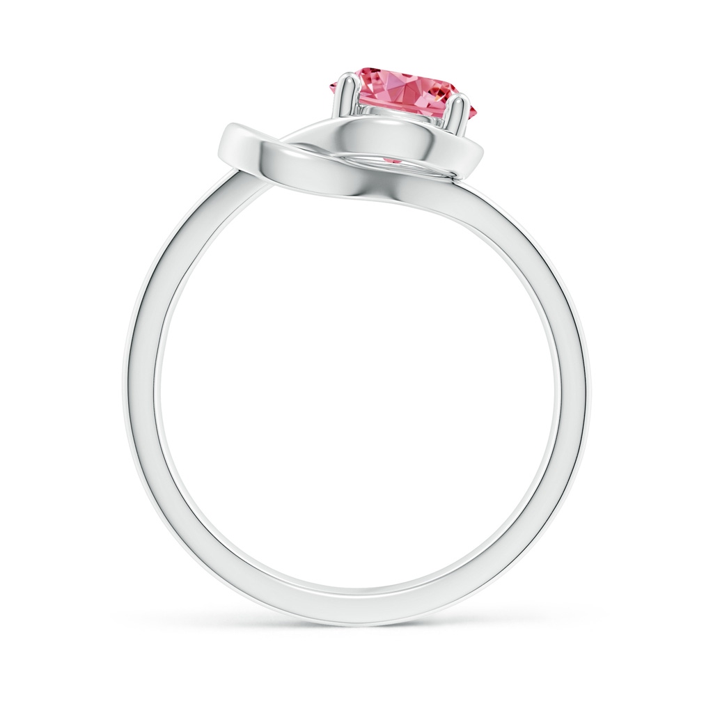 6.4mm AAAA Solitaire Fancy Intense Pink Diamond Infinity Knot Ring in White Gold - side 199
