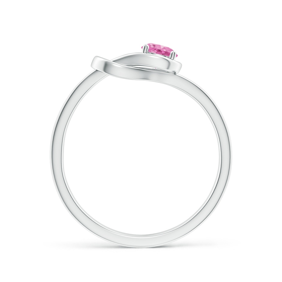 4mm AA Solitaire Pink Sapphire Infinity Knot Ring in White Gold side 199