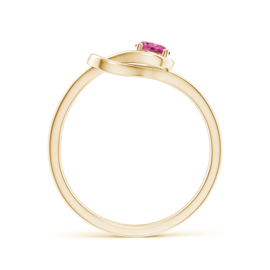 4mm AAAA Solitaire Pink Sapphire Infinity Knot Ring in Yellow Gold side 199