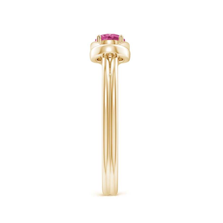 4mm AAAA Solitaire Pink Sapphire Infinity Knot Ring in Yellow Gold side 299