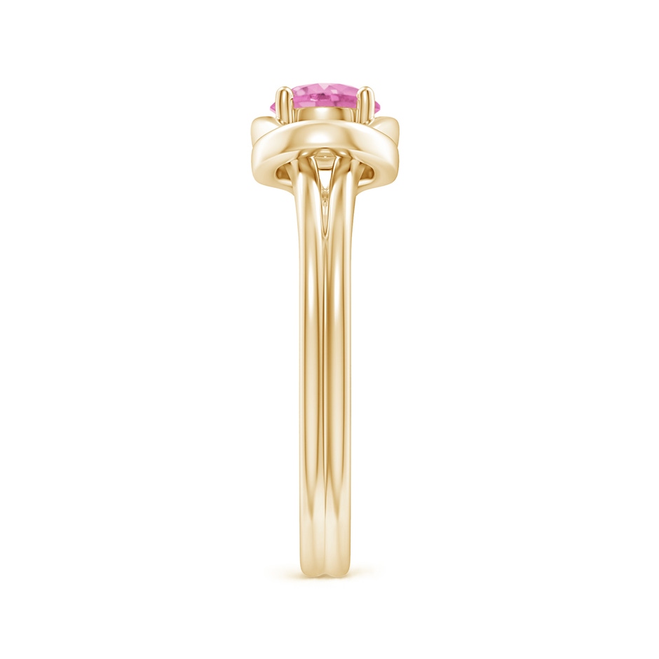 5mm A Solitaire Pink Sapphire Infinity Knot Ring in Yellow Gold side 299