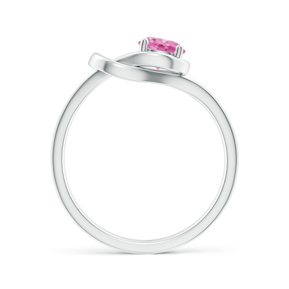 5mm AA Solitaire Pink Sapphire Infinity Knot Ring in White Gold side 199