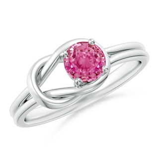 5mm AAA Solitaire Pink Sapphire Infinity Knot Ring in White Gold