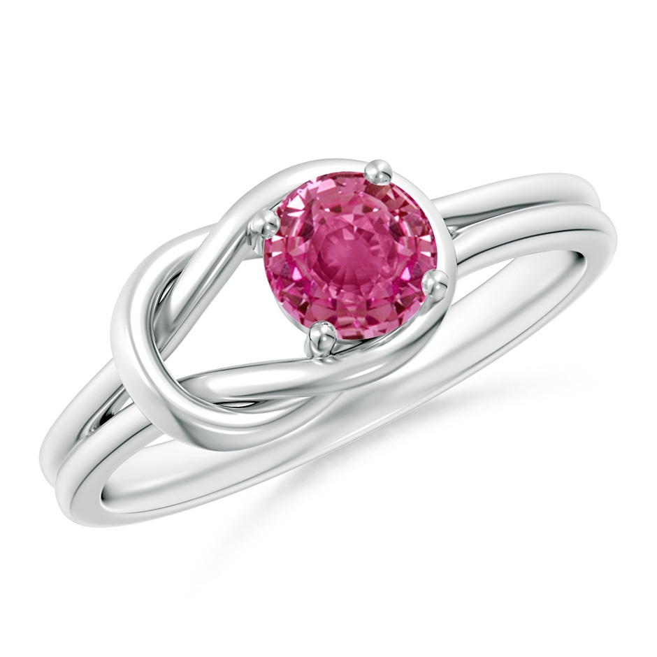 5mm AAAA Solitaire Pink Sapphire Infinity Knot Ring in P950 Platinum 