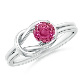 5mm AAAA Solitaire Pink Sapphire Infinity Knot Ring in P950 Platinum