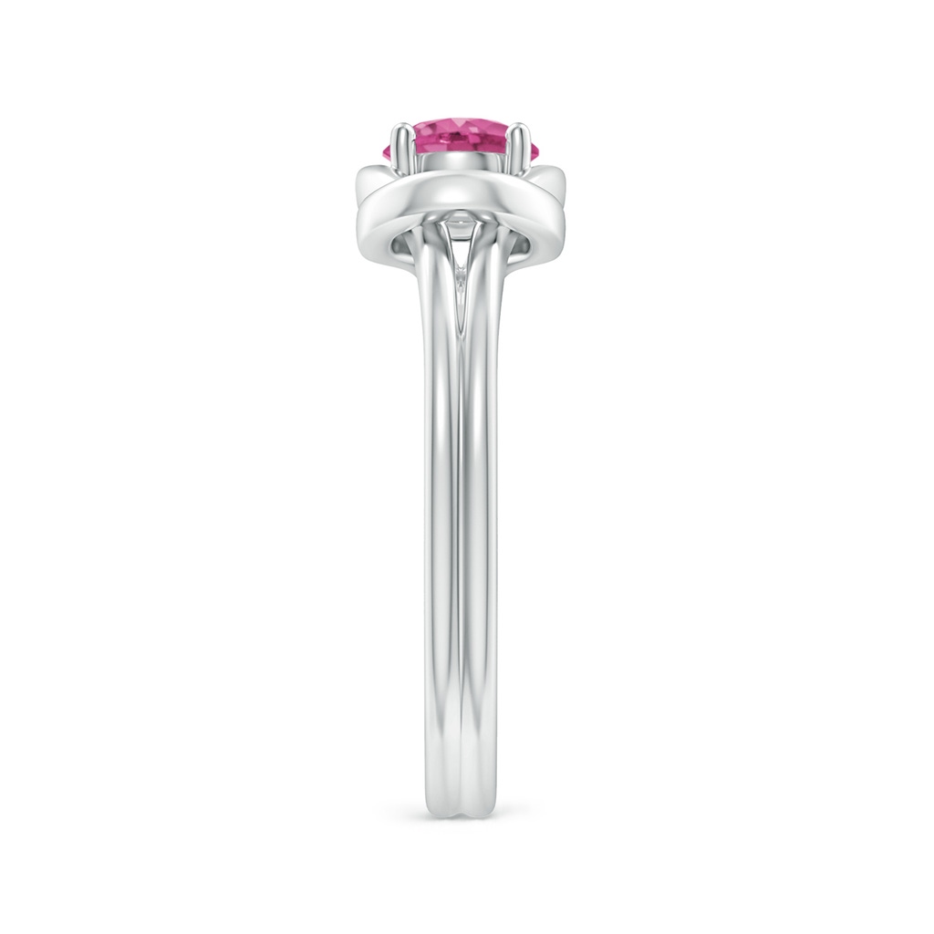 5mm AAAA Solitaire Pink Sapphire Infinity Knot Ring in P950 Platinum Side-2