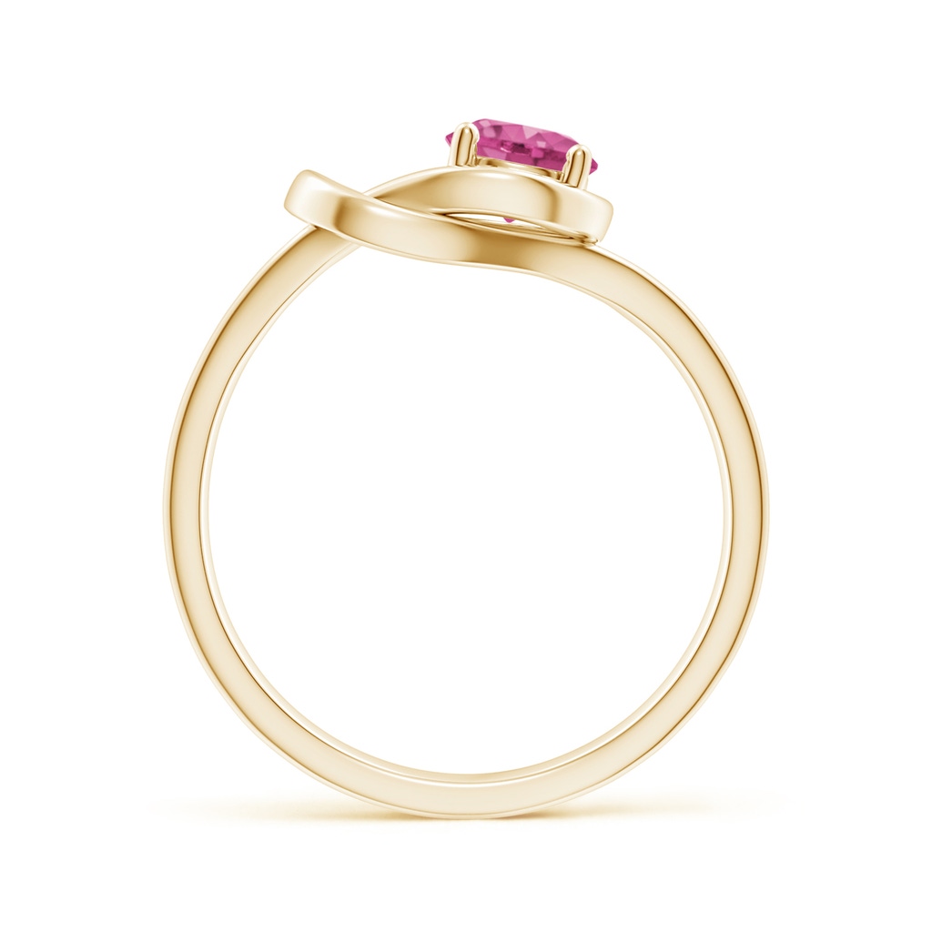5mm AAAA Solitaire Pink Sapphire Infinity Knot Ring in Yellow Gold Side-1