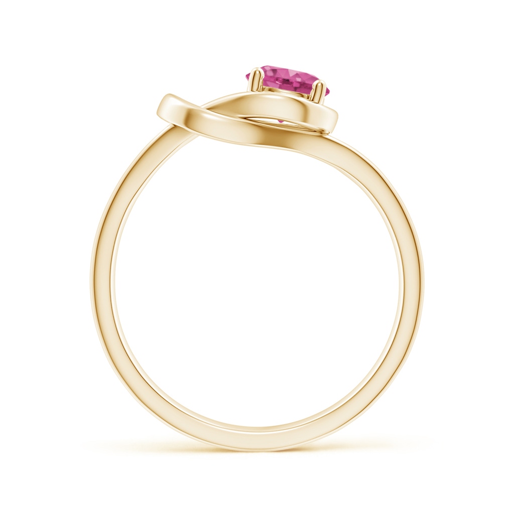 5mm AAAA Solitaire Pink Sapphire Infinity Knot Ring in Yellow Gold - side 199