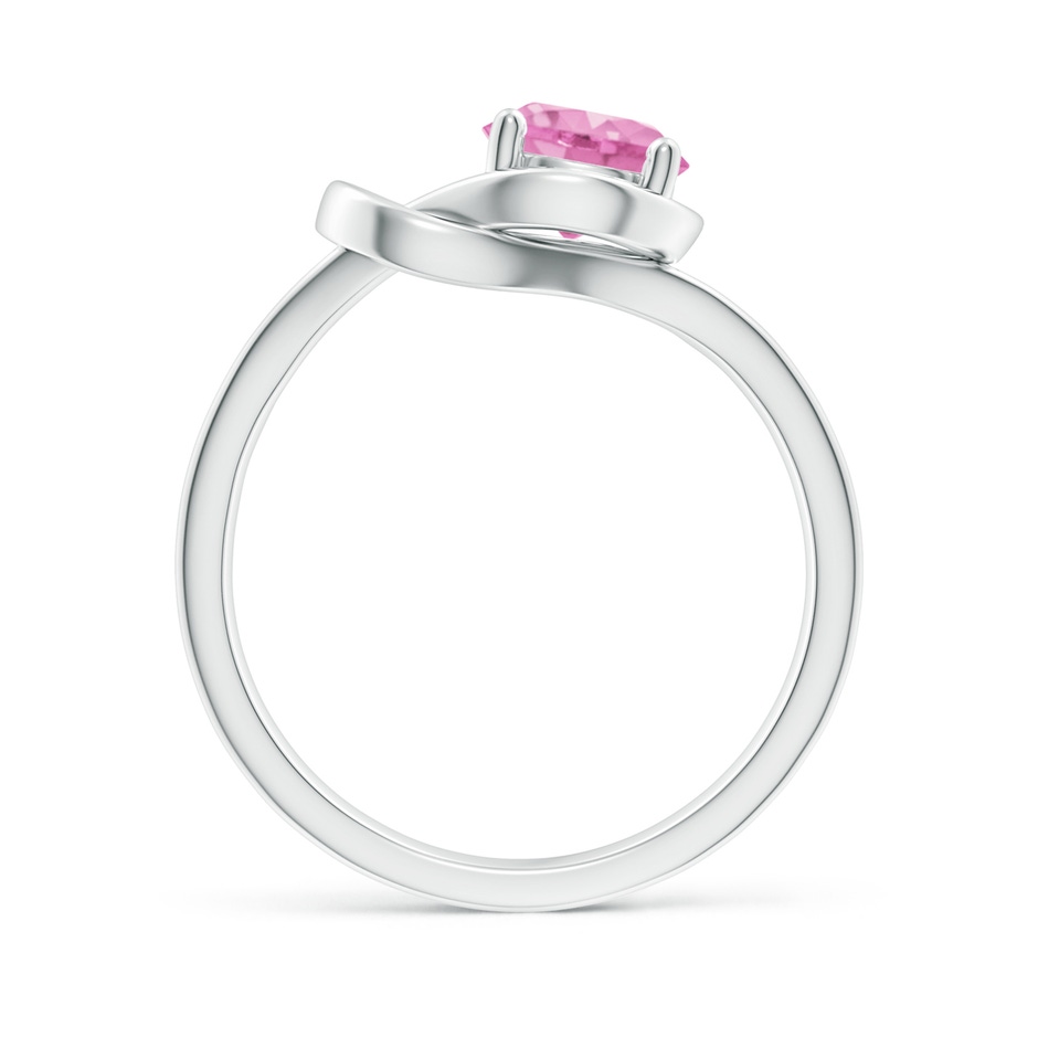6mm A Solitaire Pink Sapphire Infinity Knot Ring in 18K White Gold side 199
