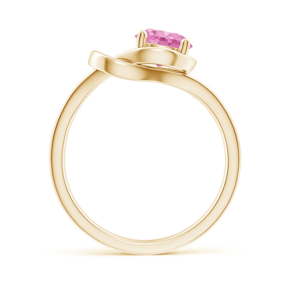 6mm A Solitaire Pink Sapphire Infinity Knot Ring in Yellow Gold side 199