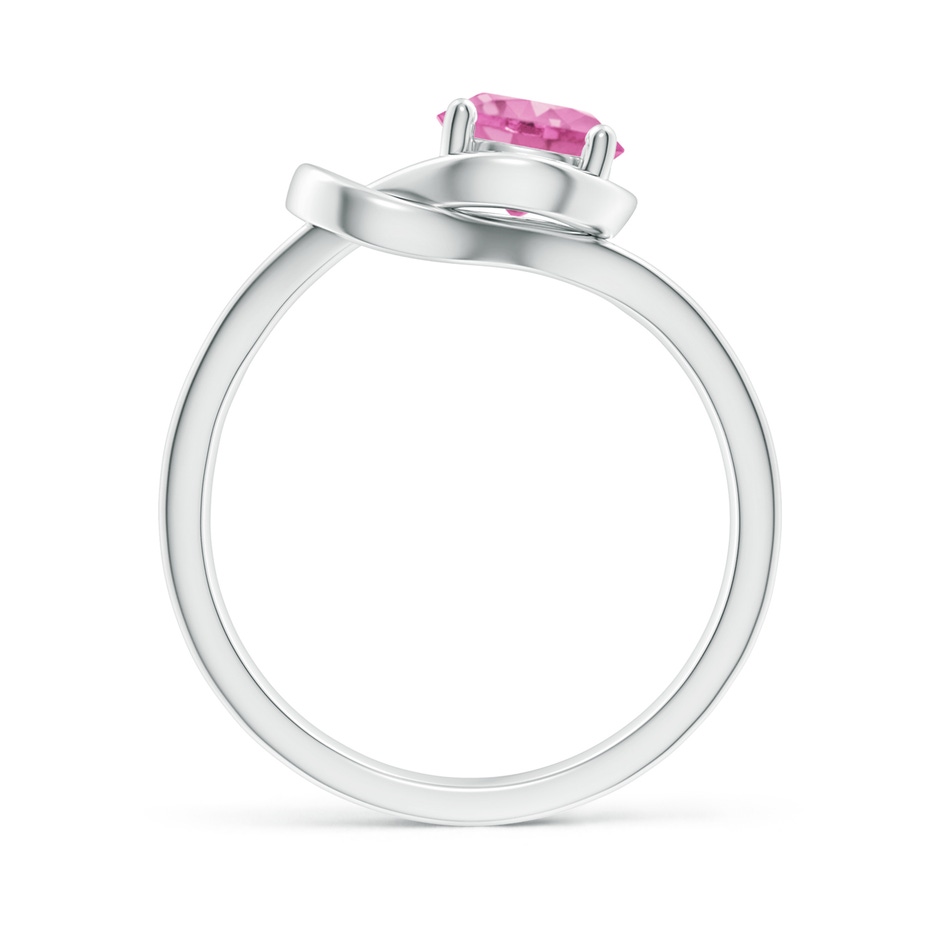 6mm AA Solitaire Pink Sapphire Infinity Knot Ring in White Gold side 199