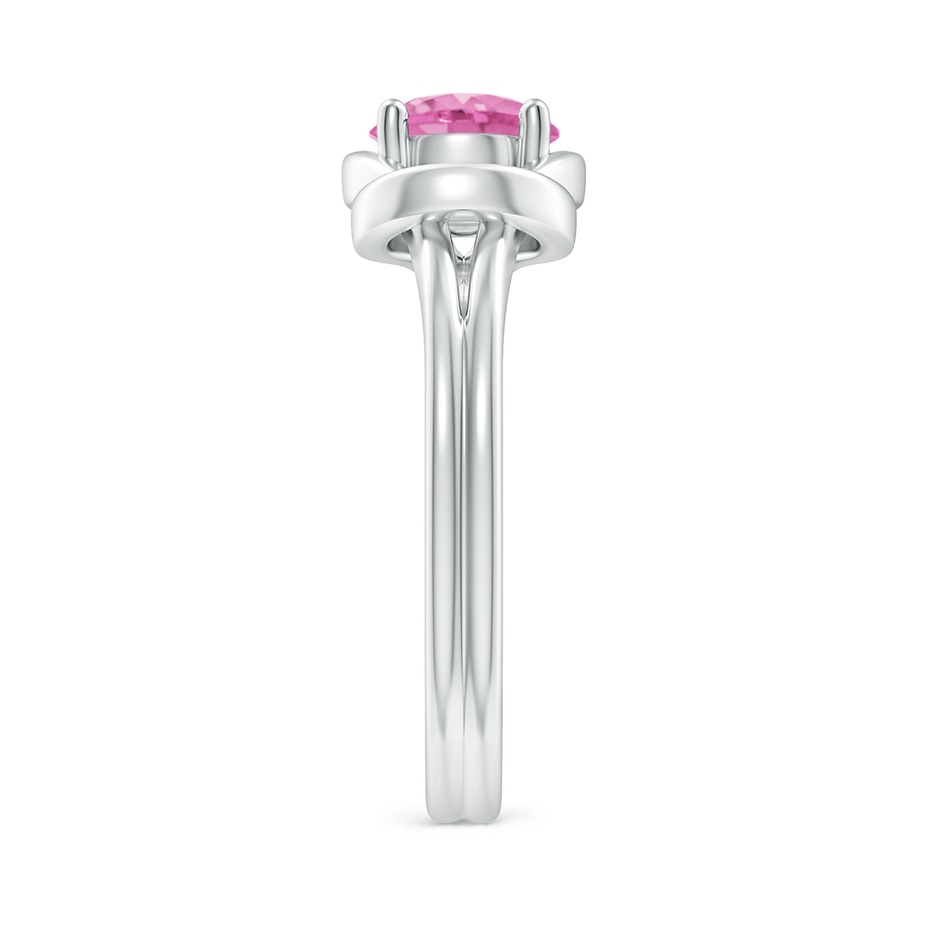 6mm AA Solitaire Pink Sapphire Infinity Knot Ring in White Gold side 299