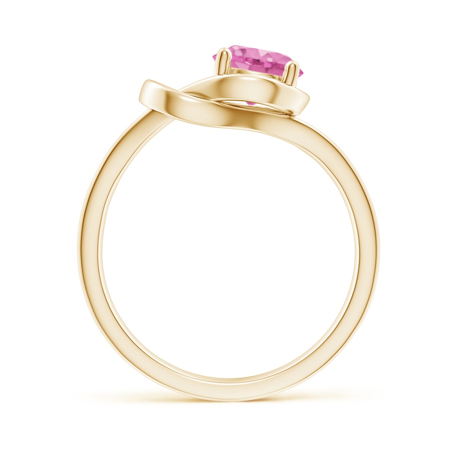 6mm AA Solitaire Pink Sapphire Infinity Knot Ring in Yellow Gold side 199