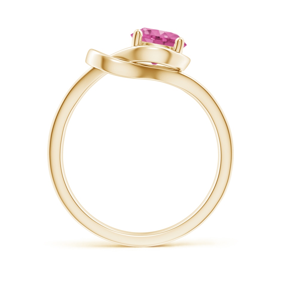 6mm AAA Solitaire Pink Sapphire Infinity Knot Ring in Yellow Gold side 199
