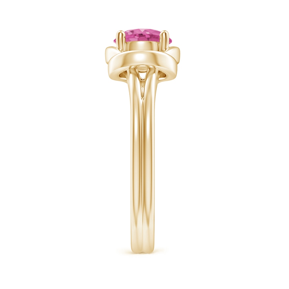 6mm AAA Solitaire Pink Sapphire Infinity Knot Ring in Yellow Gold side 299