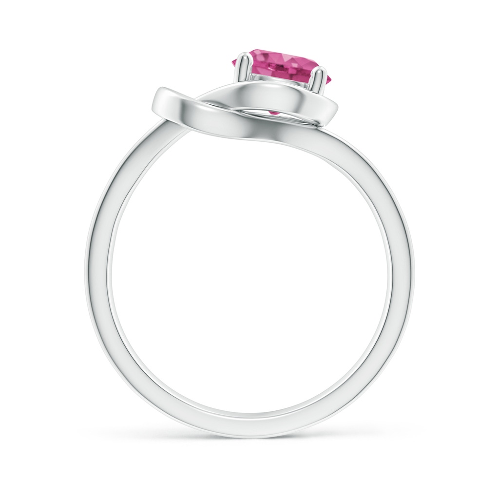 6mm AAAA Solitaire Pink Sapphire Infinity Knot Ring in White Gold - Side_1