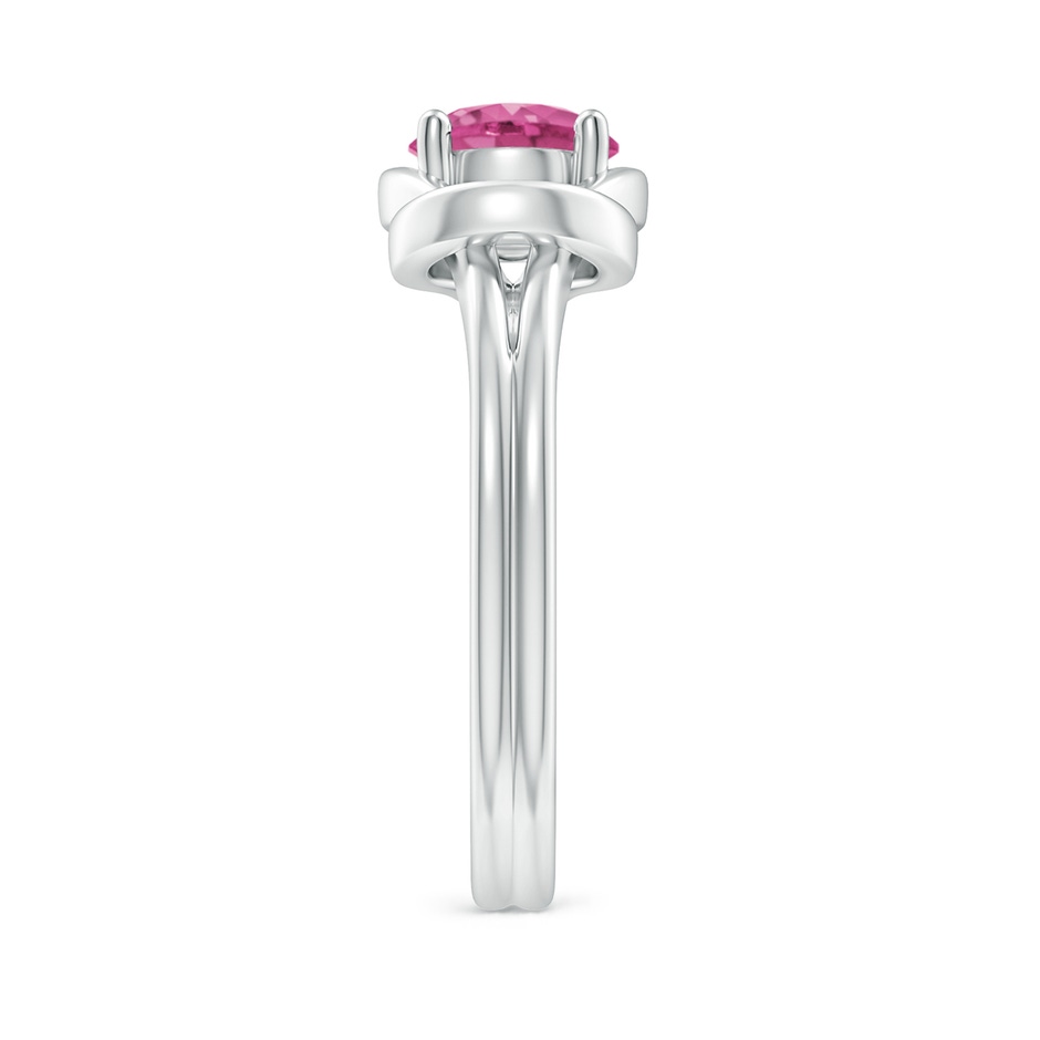 6mm AAAA Solitaire Pink Sapphire Infinity Knot Ring in White Gold Side-2