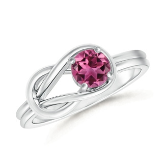 4mm AAAA Solitaire Pink Tourmaline Infinity Knot Ring in P950 Platinum