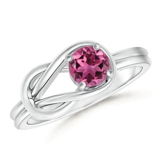 5mm AAAA Solitaire Pink Tourmaline Infinity Knot Ring in P950 Platinum