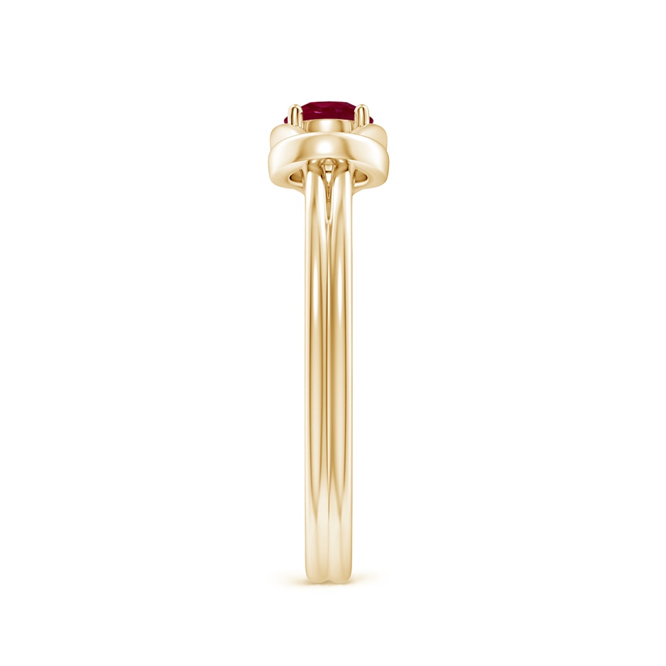 4mm A Solitaire Ruby Infinity Knot Ring in Yellow Gold side 299