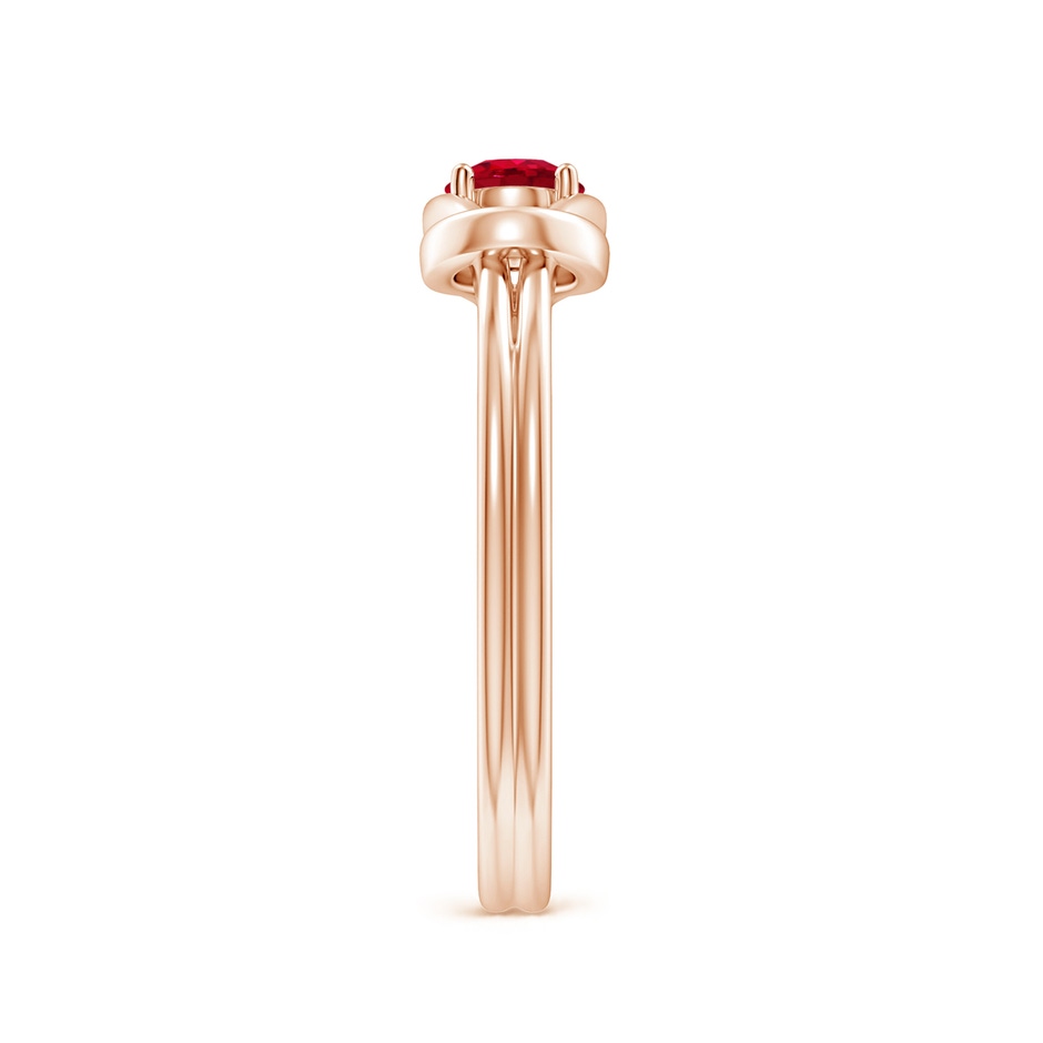 4mm AAA Solitaire Ruby Infinity Knot Ring in Rose Gold side 299