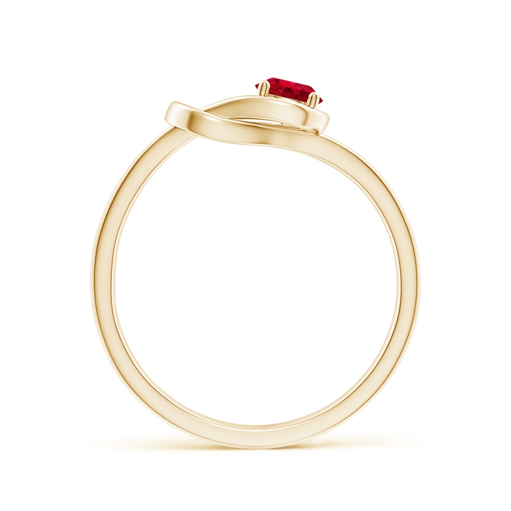 4mm AAA Solitaire Ruby Infinity Knot Ring in Yellow Gold - side 199