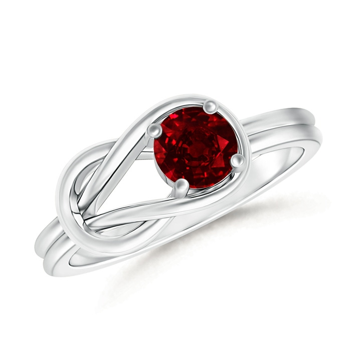 4mm AAAA Solitaire Ruby Infinity Knot Ring in P950 Platinum
