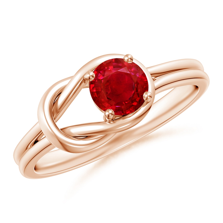 5mm AAA Solitaire Ruby Infinity Knot Ring in Rose Gold 