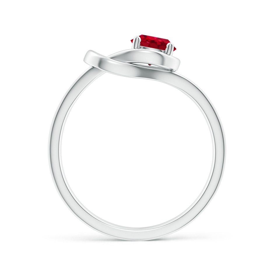 5mm AAA Solitaire Ruby Infinity Knot Ring in White Gold side 199